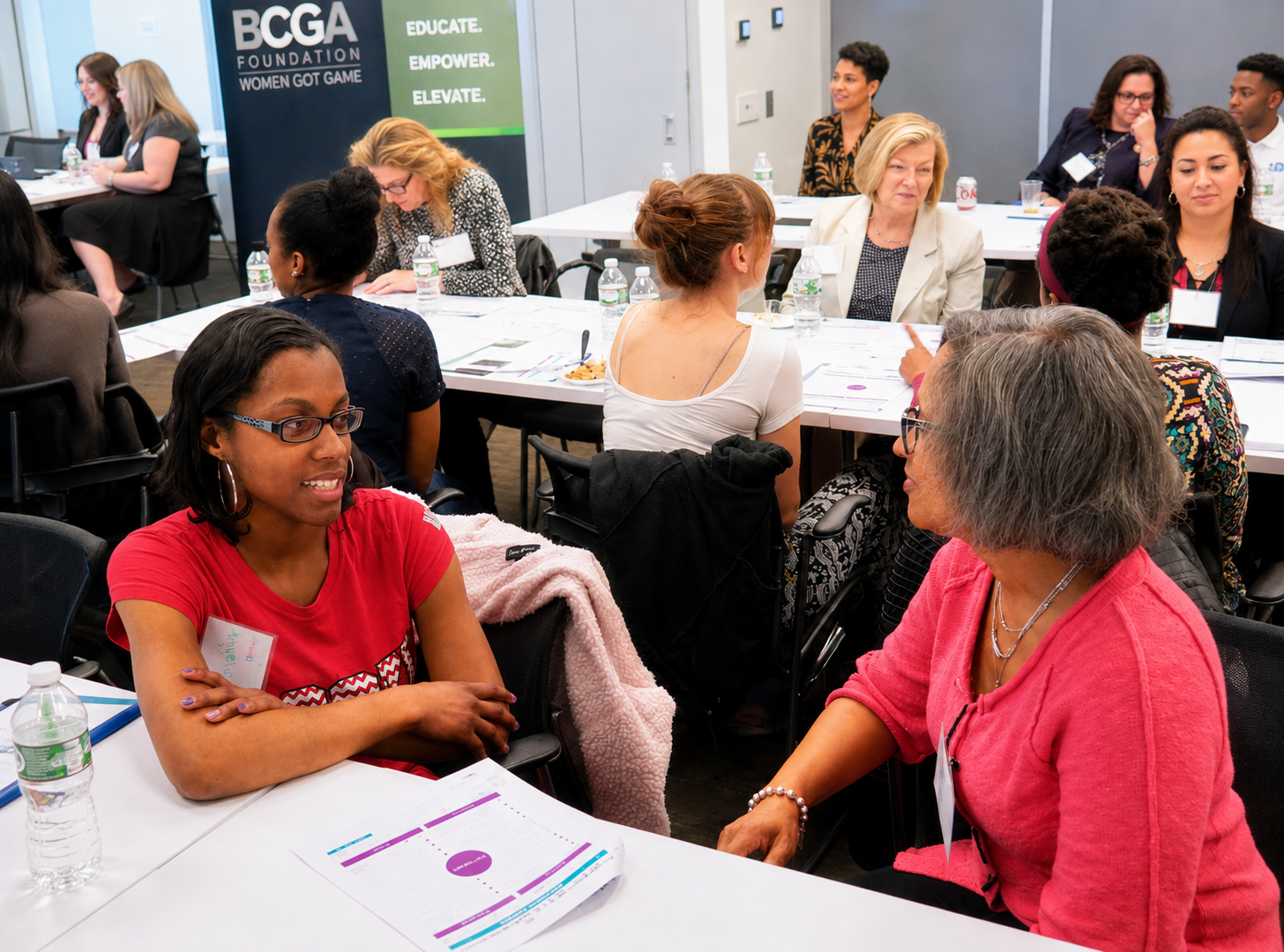 BCGA Foundation Women Got Game participants in conversation at a networking event