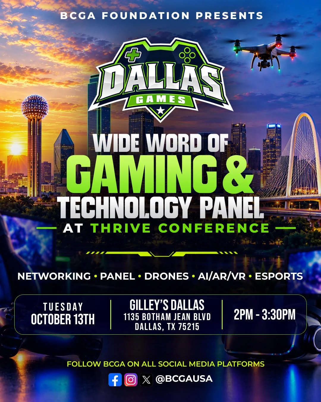 Dallas Games — Gaming & Technology Panel flyer